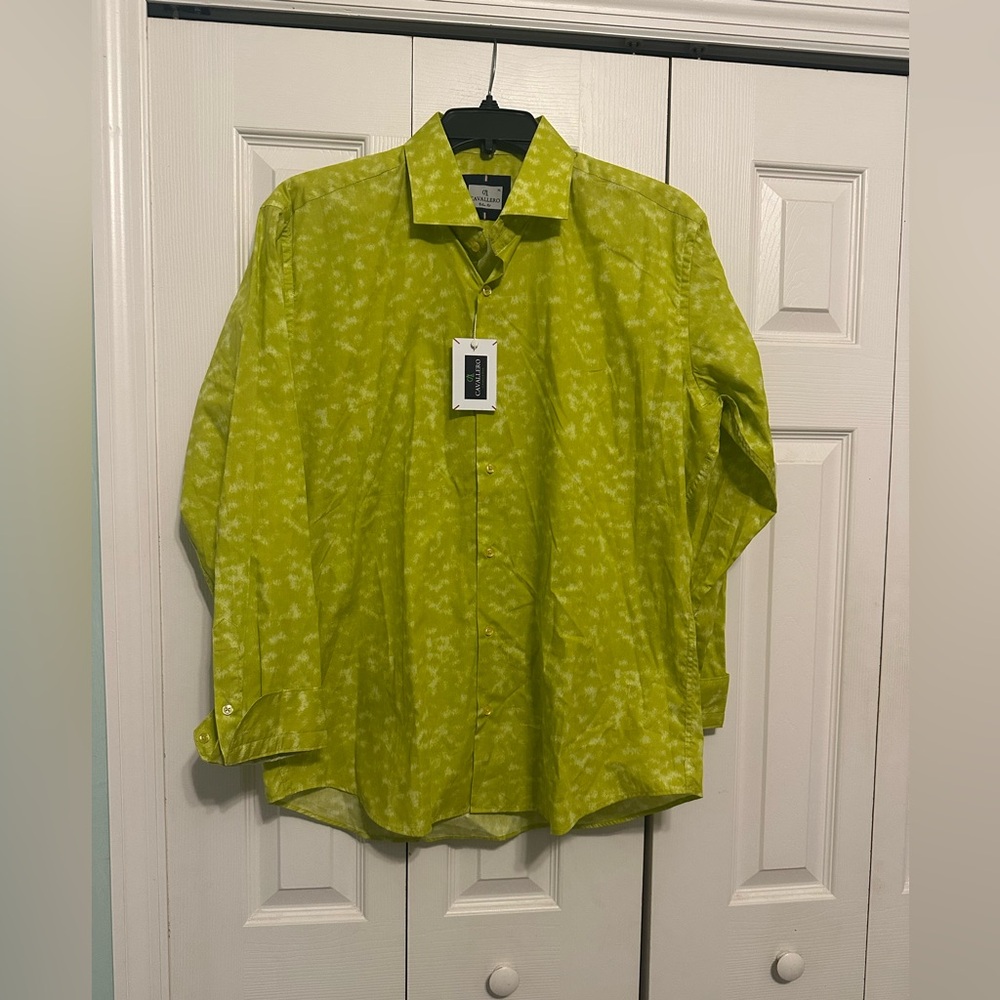Cavallero Men's Green Patterned Shirt